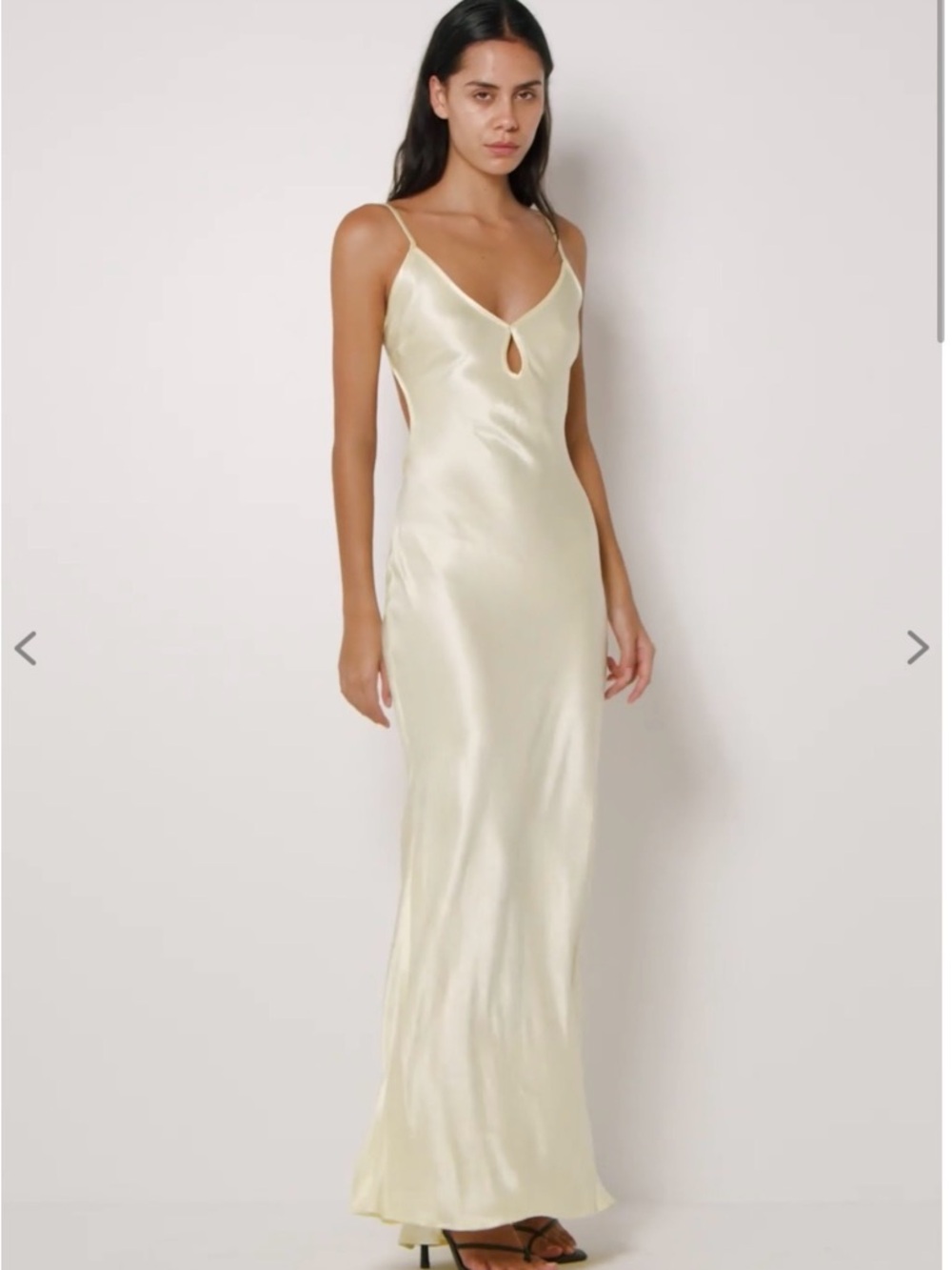 Bec & Bridge Pale Yellow Satin Backless Slip Dress
